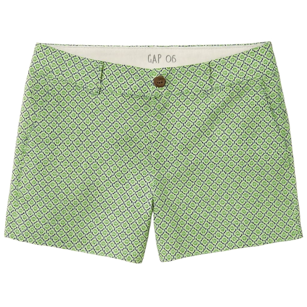 GAP Summer Tailored Shorts Green Geometric Cotton Women's 6R 3" Mod Y2K Preppy